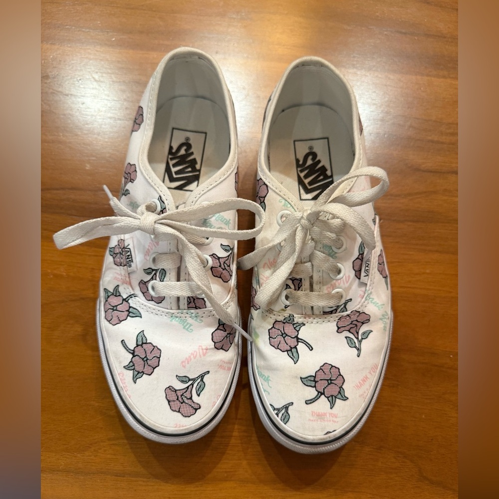 Vans Pink and Green Floral Sneakers